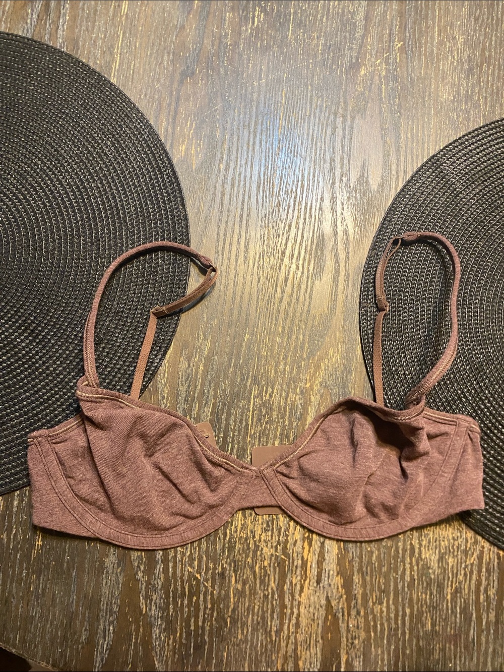 SKIMS everyday cotton unlined bra NWOT 34D jasper heather